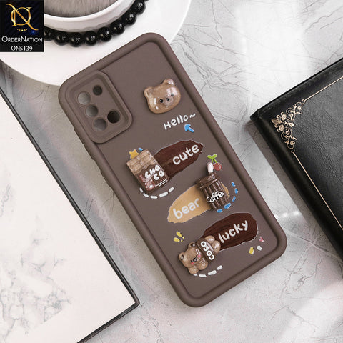 Samsung Galaxy A31 Cover - Brown - Trendy 3D Cute Cartoon And Coffee Chocolate Soft Silicon Shockproof Case With Camera Protection