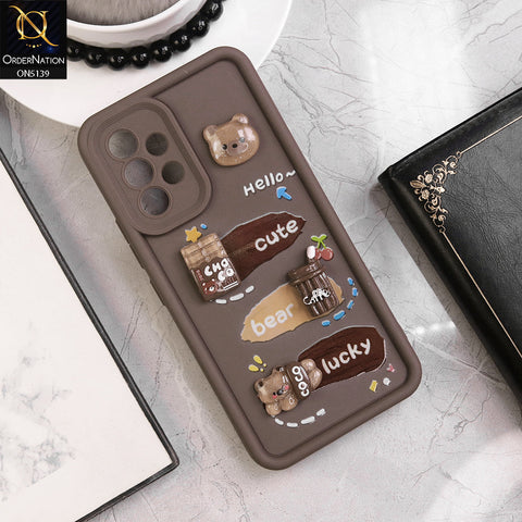 Samsung Galaxy A34 5G - Brown - Trendy 3D Cute Cartoon And Coffee Chocolate Soft Silicon Shockproof Case With Camera Protection