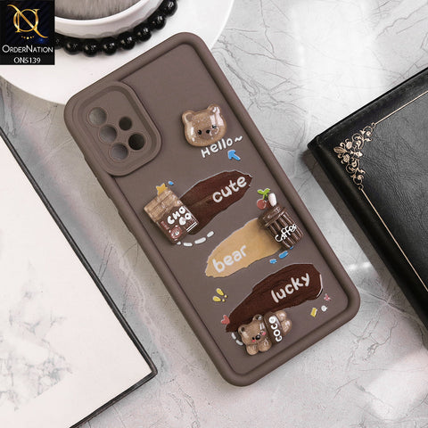 Samsung Galaxy A51 - Brown - Trendy 3D Cute Cartoon And Coffee Chocolate Soft Silicon Shockproof Case With Camera Protection