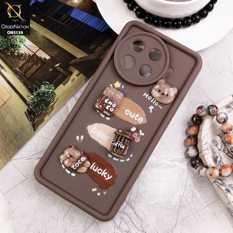 Tecno Spark 20 Pro Plus Cover - Brown - Trendy 3D Cute Cartoon And Coffee Chocolate Soft Silicon Shockproof Case With Camera Protection