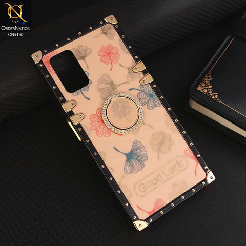 Samsung Galaxy M02s Cover - Rose Gold - Trendy Style Good Luck Floral Square Trunk Soft Case With Holder