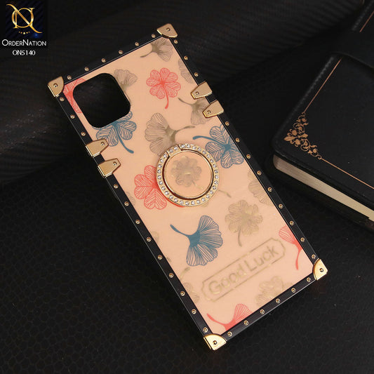 Oppo A16e Cover - Rose Gold - Trendy Style Good Luck Floral Square Trunk Soft Case With Holder