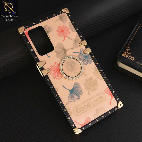 Oppo A54s Cover - Rose Gold - Trendy Style Good Luck Floral Square Trunk Soft Case With Holder