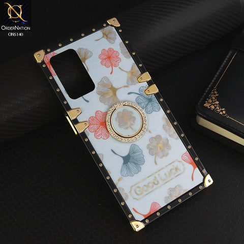 Oppo A55 5G Cover - Sky Blue - Trendy Style Good Luck Floral Square Trunk Soft Case With Holder