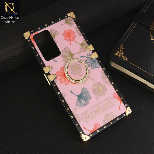 Oppo A76 Cover - Pink - Trendy Style Good Luck Floral Square Trunk Soft Case With Holder