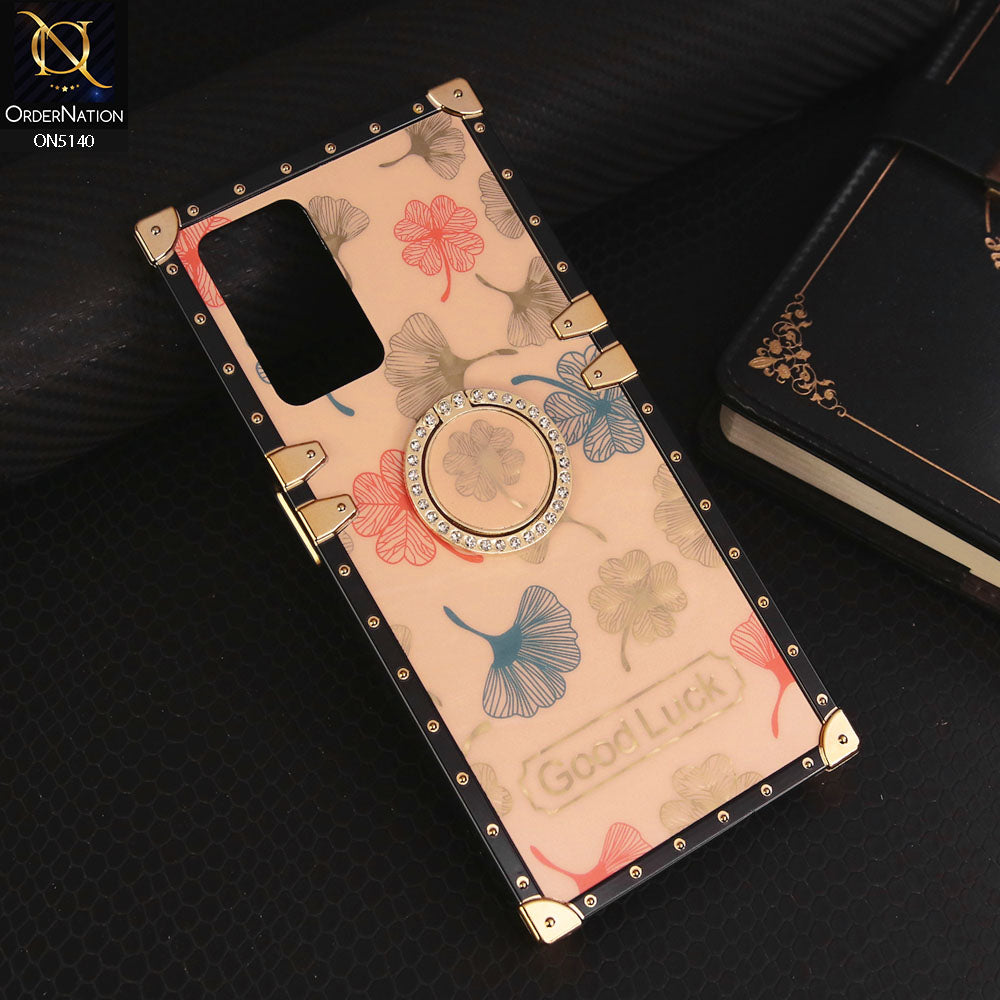 Oppo A76 Cover - Rose Gold - Trendy Style Good Luck Floral Square Trunk Soft Case With Holder