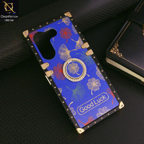 Tecno Camon 20 Pro Cover - Blue - Trendy Style Good Luck Floral Square Trunk Soft Case With Holder