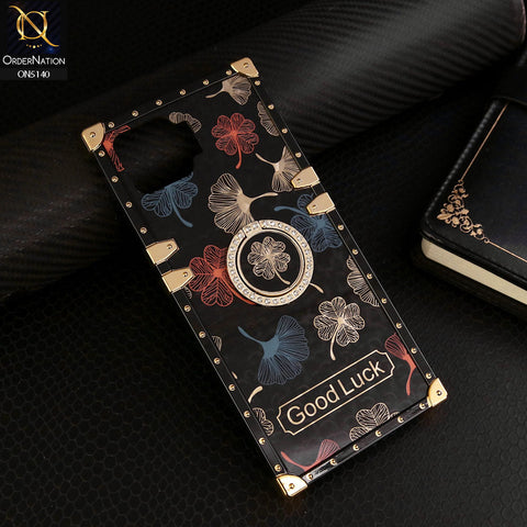 Oppo Reno 4F Cover - Black - Trendy Style Good Luck Floral Square Trunk Soft Case With Holder