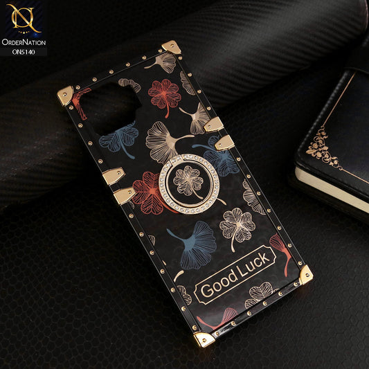 Oppo A93 Cover - Black - Trendy Style Good Luck Floral Square Trunk Soft Case With Holder