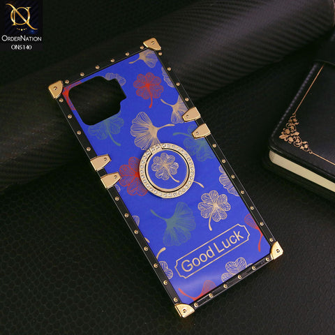 Oppo A73 Cover - Blue - Trendy Style Good Luck Floral Square Trunk Soft Case With Holder