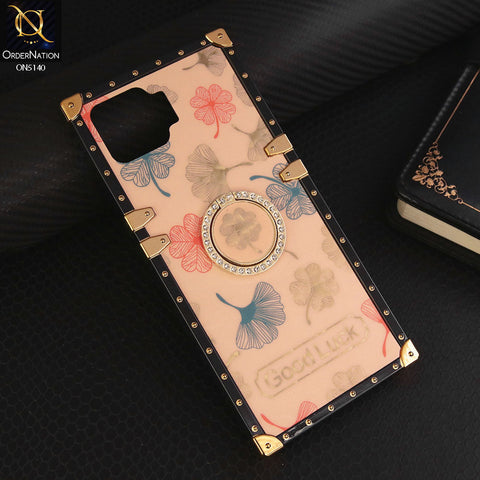 Oppo A73 Cover - Rose Gold - Trendy Style Good Luck Floral Square Trunk Soft Case With Holder