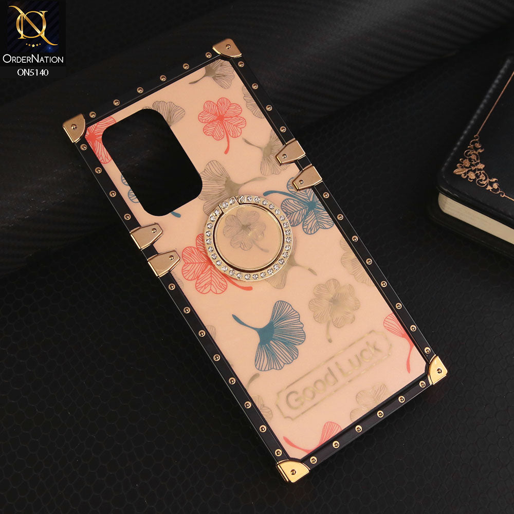 Oppo Reno 6 Lite Cover - Rose Gold - Trendy Style Good Luck Floral Square Trunk Soft Case With Holder