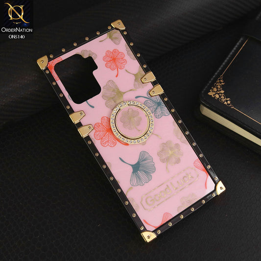 Oppo A94 Cover - Pink - Trendy Style Good Luck Floral Square Trunk Soft Case With Holder