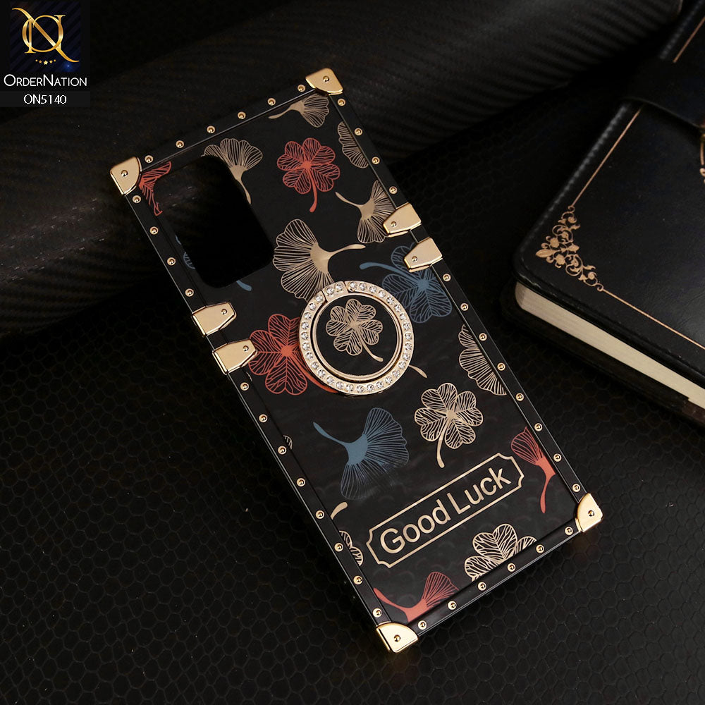 Oppo Reno8 Lite Cover - Black - Trendy Style Good Luck Floral Square Trunk Soft Case With Holder