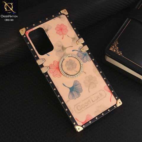 Oppo Reno 7 Lite Cover - Rose Gold - Trendy Style Good Luck Floral Square Trunk Soft Case With Holder