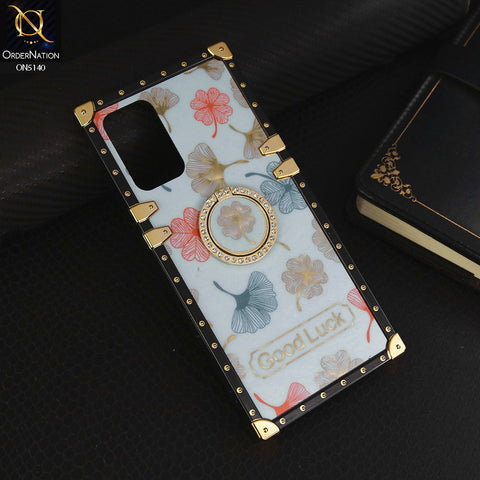 Oppo A96 5G Cover - Sky Blue - Trendy Style Good Luck Floral Square Trunk Soft Case With Holder