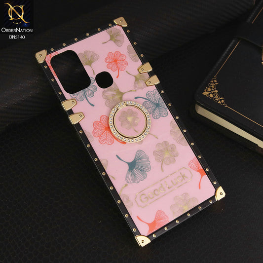 Infinix  Hot 11 Play Cover - Pink - Trendy Style Good Luck Floral Square Trunk Soft Case With Holder