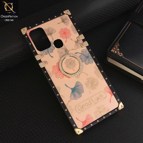 Infinix  Hot 9 Play Cover - Rose Gold - Trendy Style Good Luck Floral Square Trunk Soft Case With Holder