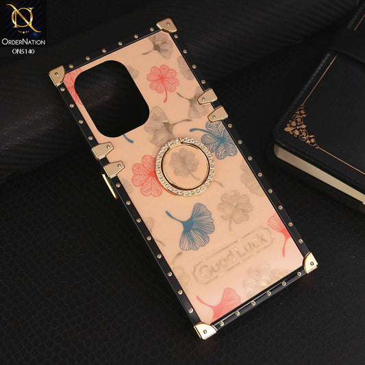 Infinix Hot 30 Play  Cover - Rose Gold - Trendy Style Good Luck Floral Square Trunk Soft Case With Holder