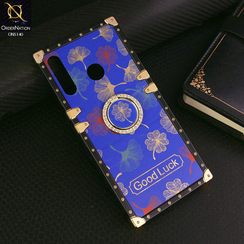 Tecno Camon 12 Cover - Blue - Trendy Style Good Luck Floral Square Trunk Soft Case With Holder