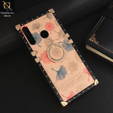 Infinix Hot 8 Cover - Rose Gold - Trendy Style Good Luck Floral Square Trunk Soft Case With Holder