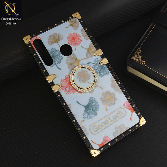 Infinix Hot 8 Lite Cover - Sky Blue - Trendy Style Good Luck Floral Square Trunk Soft Case With Holder