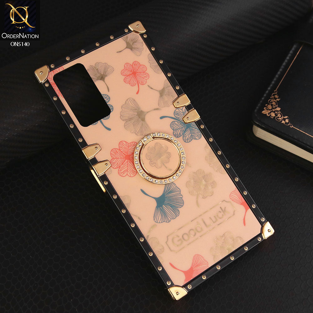 Infinix Hot 12 Cover - Rose Gold - Trendy Style Good Luck Floral Square Trunk Soft Case With Holder