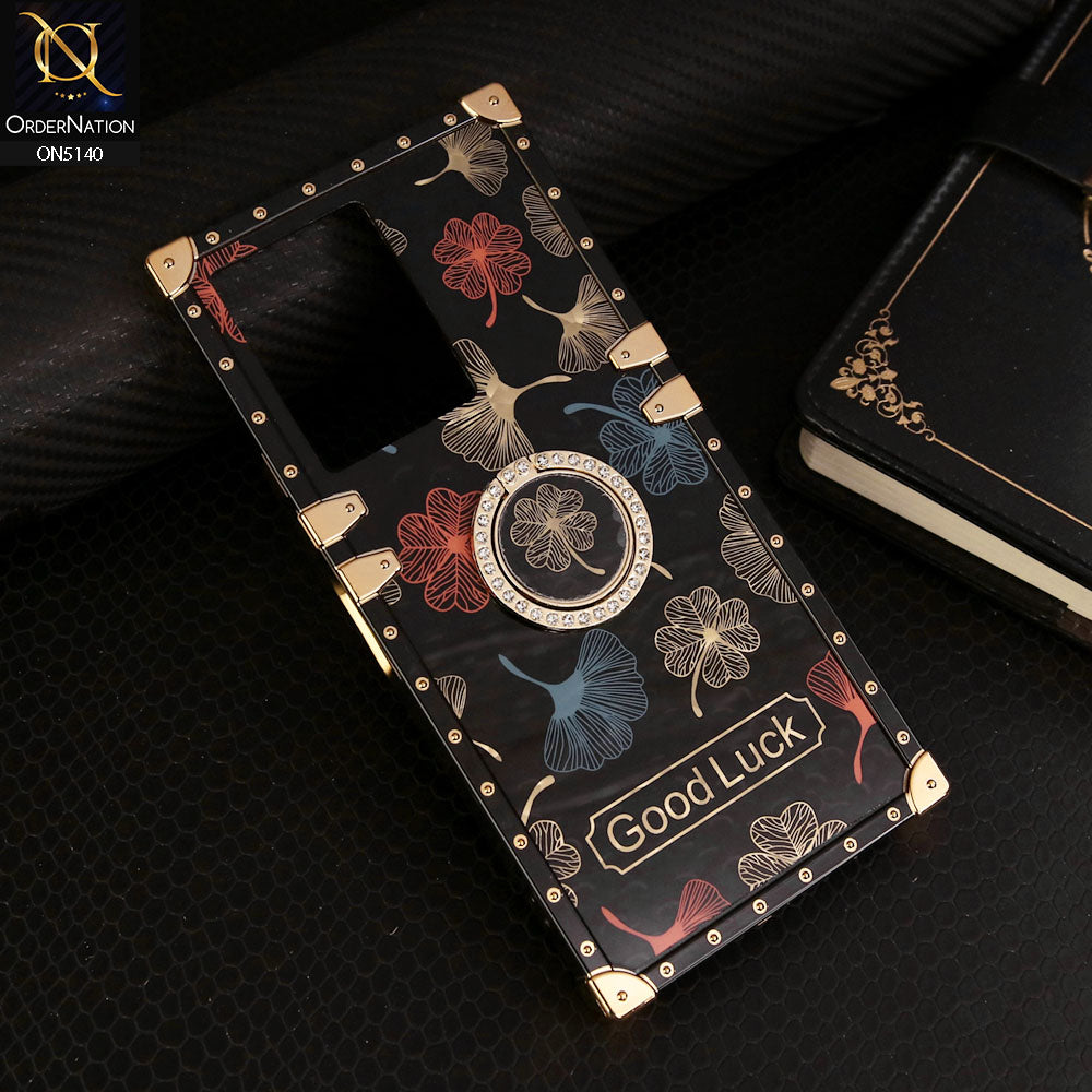 Infinix Note 12 G96 Cover - Black - Trendy Style Good Luck Floral Square Trunk Soft Case With Holder