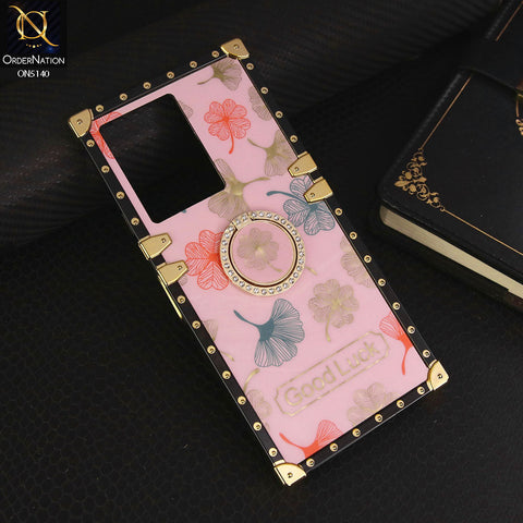 Infinix Note 12 G96  Cover - Pink - Trendy Style Good Luck Floral Square Trunk Soft Case With Holder