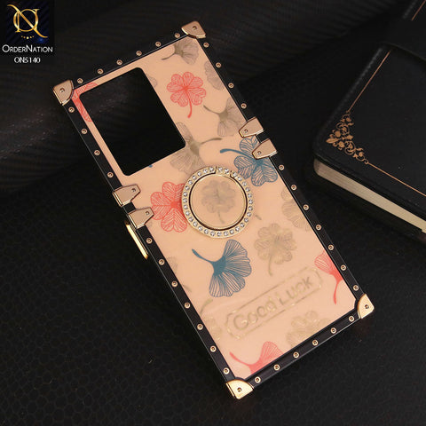 Infinix Note 12 G96  Cover - Rose Gold - Trendy Style Good Luck Floral Square Trunk Soft Case With Holder