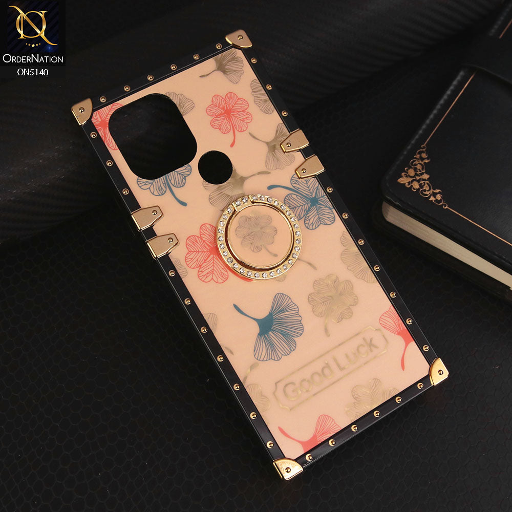 Xiaomi Poco C50 Cover - Rose Gold - Trendy Style Good Luck Floral Square Trunk Soft Case With Holder