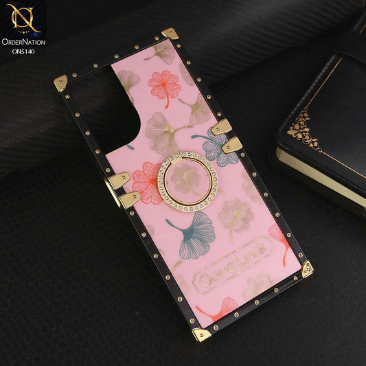 Realme C67 4G Cover - Pink - Trendy Style Good Luck Floral Square Trunk Soft Case With Holder