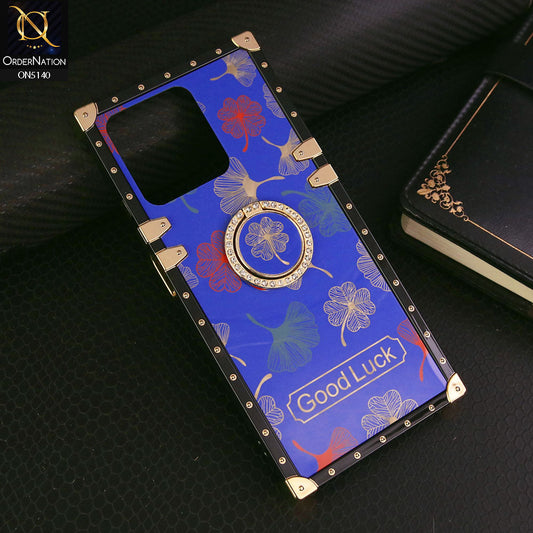 Realme Note 50 Cover - Blue - Trendy Style Good Luck Floral Square Trunk Soft Case With Holder