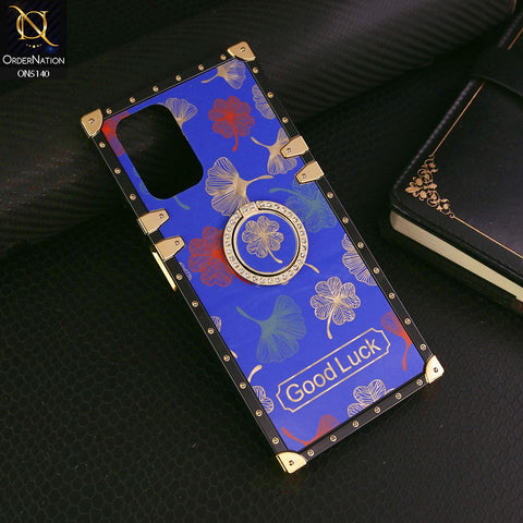 Xiaomi Redmi Note 10S Cover - Blue - Trendy Style Good Luck Floral Square Trunk Soft Case With Holder