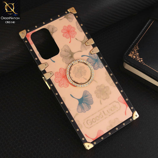 Xiaomi Redmi Note 10 4G Cover - Rose Gold - Trendy Style Good Luck Floral Square Trunk Soft Case With Holder