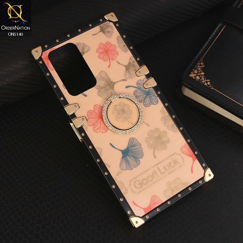 Xiaomi Redmi Note 10 Pro 4G Cover - Rose Gold - Trendy Style Good Luck Floral Square Trunk Soft Case With Holder