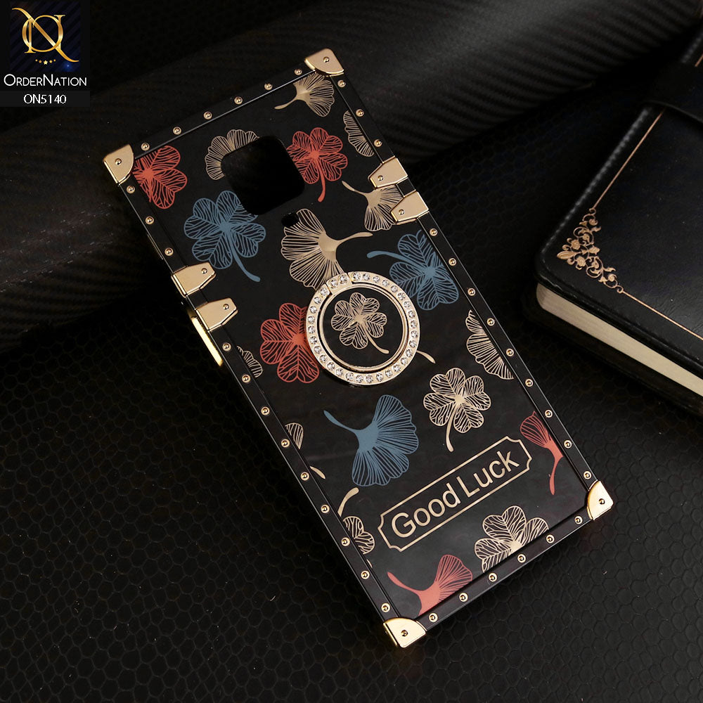 Xiaomi Redmi Note 9 Pro Cover - Black - Trendy Style Good Luck Floral Square Trunk Soft Case With Holder