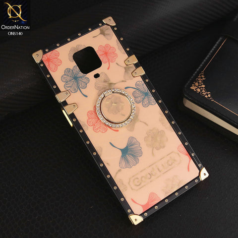 Xiaomi Redmi Note 9 Pro Cover - Rose Gold - Trendy Style Good Luck Floral Square Trunk Soft Case With Holder