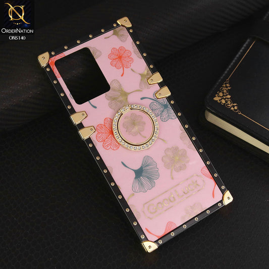 Oppo F21 Pro 4G Cover - Pink - Trendy Style Good Luck Floral Square Trunk Soft Case With Holder