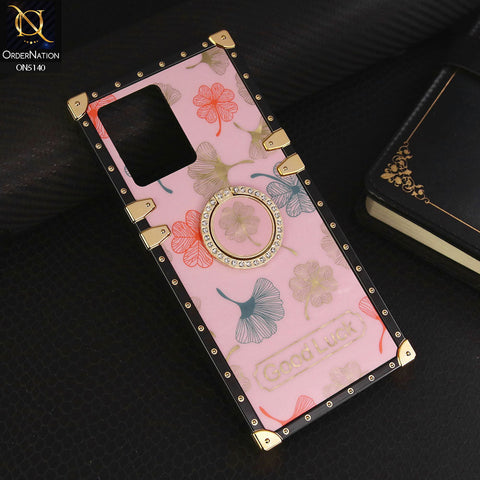 Oppo Reno 7 4G Cover - Pink - Trendy Style Good Luck Floral Square Trunk Soft Case With Holder