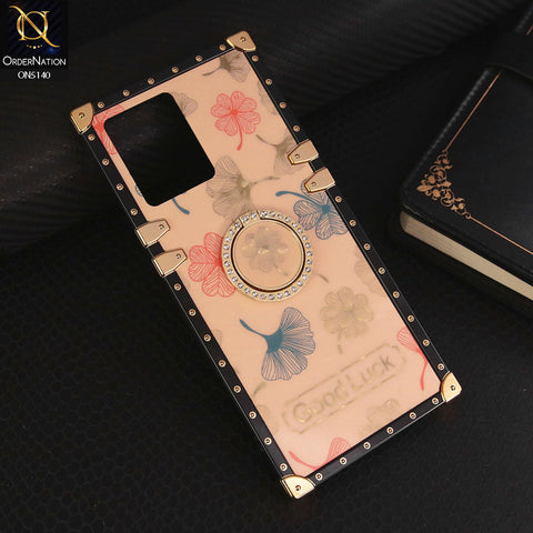 Oppo F21 Pro 4G Cover - Rose Gold - Trendy Style Good Luck Floral Square Trunk Soft Case With Holder