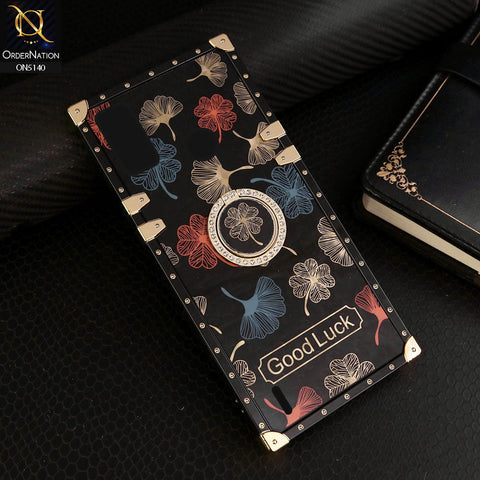 Tecno Spark Go 2020 Cover - Black - Trendy Style Good Luck Floral Square Trunk Soft Case With Holder