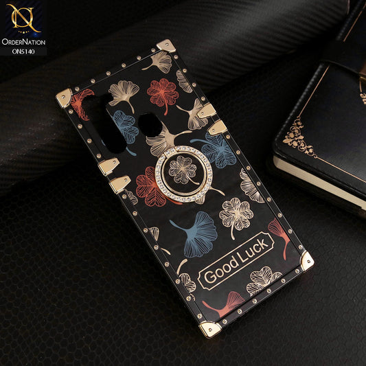 Tecno Spark 8C Cover - Black - Trendy Style Good Luck Floral Square Trunk Soft Case With Holder