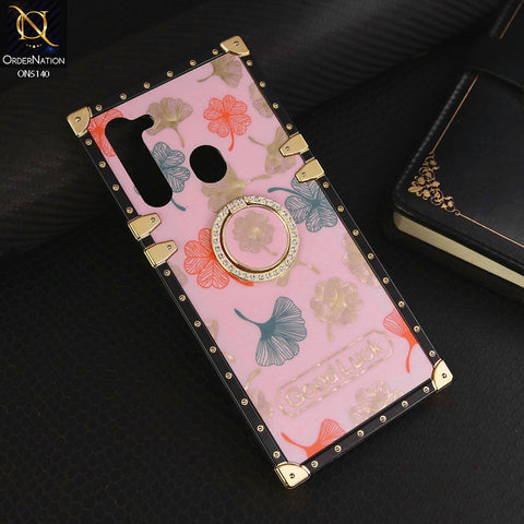 Tecno Spark 8C Cover - Pink - Trendy Style Good Luck Floral Square Trunk Soft Case With Holder