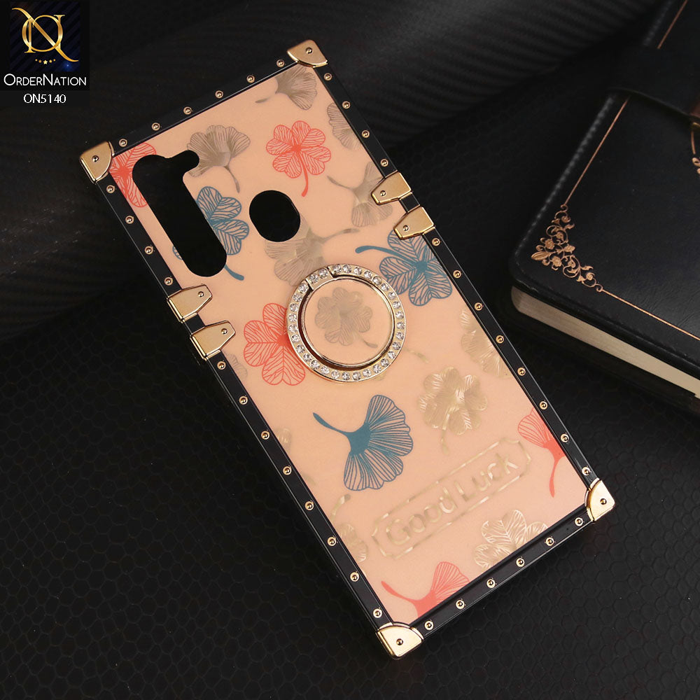 Tecno Spark 9 Cover - Rose Gold - Trendy Style Good Luck Floral Square Trunk Soft Case With Holder