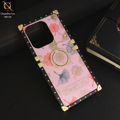 Infinix Smart 7 HD  Cover - Pink - Trendy Style Good Luck Floral Square Trunk Soft Case With Holder