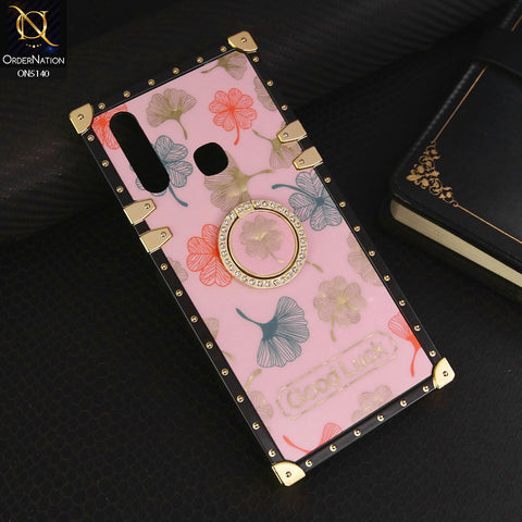 Vivo Y15 Cover - Pink - Trendy Style Good Luck Floral Square Trunk Soft Case With Holder