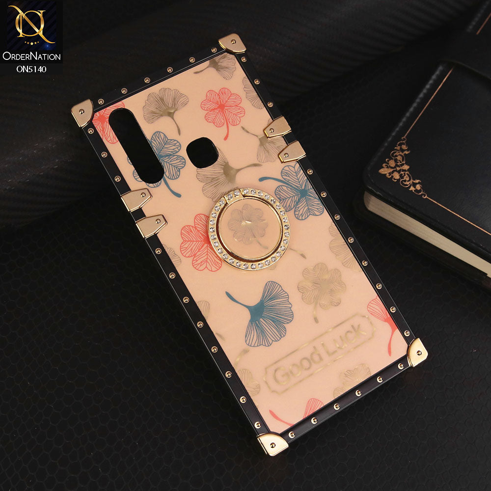 vivo Y11 (2019) Cover - Rose Gold - Trendy Style Good Luck Floral Square Trunk Soft Case With Holder