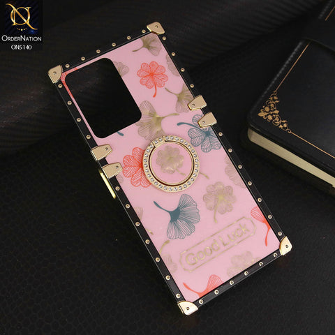 Vivo Y16 Cover - Pink - Trendy Style Good Luck Floral Square Trunk Soft Case With Holder