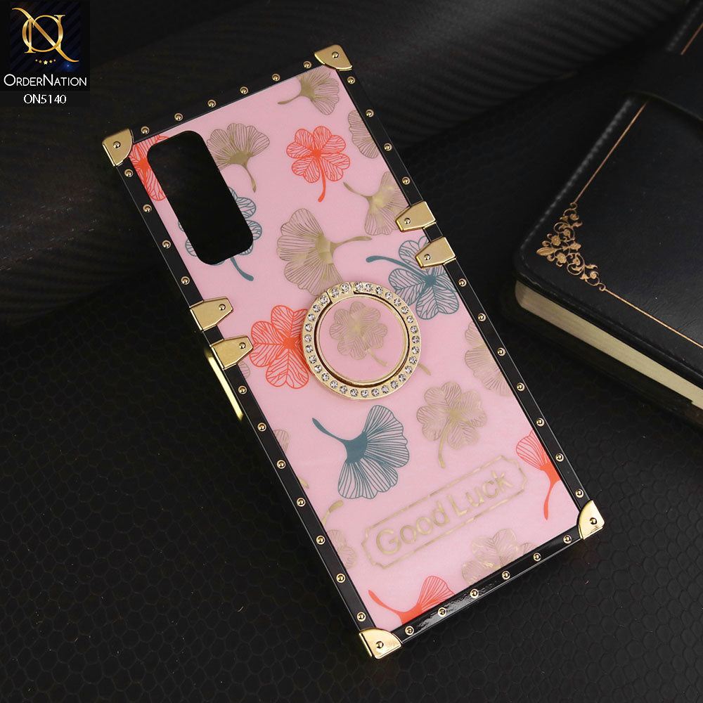 Vivo Y11s Cover - Pink - Trendy Style Good Luck Floral Square Trunk Soft Case With Holder